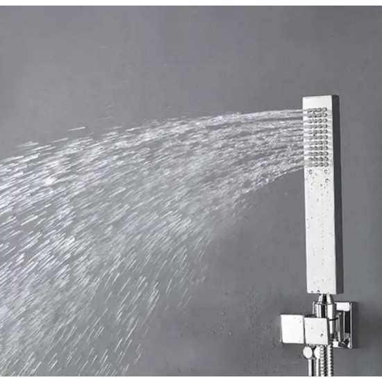 led shower set in wall mounted stainless steel tap Bathroom taps luxury brass kits rain rainfall showerset mixer faucet set