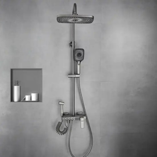 shower set black wall mounted tap Bathroom taps luxury brass kits rain rainfall showerset mixer faucet set inteligente