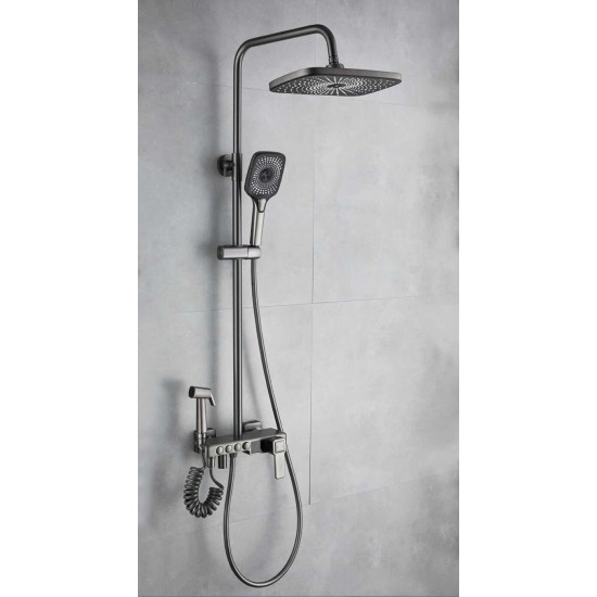 shower set black wall mounted tap Bathroom taps luxury brass kits rain rainfall showerset mixer faucet set inteligente