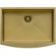 Brushed Gold 32 Inch Front Counter Kitchen Sink Farmhouse Kitchen Sink - Matte Gold Stainless Steel Single Bowl