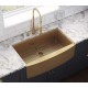 Brushed Gold 32 Inch Front Counter Kitchen Sink Farmhouse Kitchen Sink - Matte Gold Stainless Steel Single Bowl