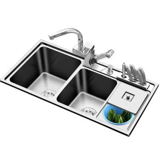 Stainless Steel Sinks with Trash Can with Knife Holder 1.2mm thickness Sinks Kitchen